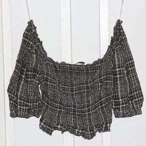Arizona Jean Company Green Plaid Crop Top